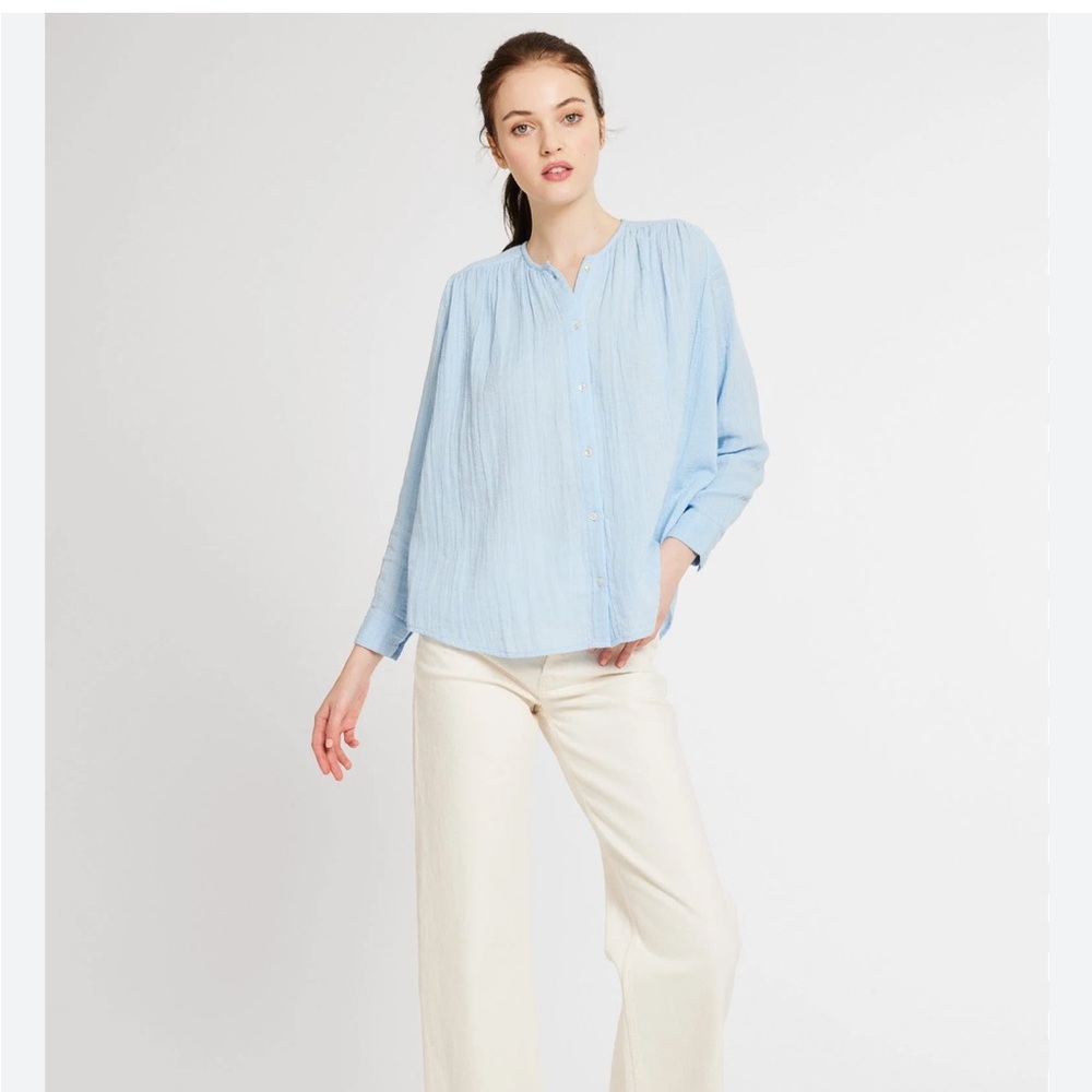 Mille Florian Top in Celestial Blue Double Gauze Size XS